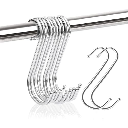 Hsyadazi 12 Stück S Haken zum Aufhängen Edelstahl, 11.5cm S Haken, Multipopused S-Haken, Edelstahl Küchenhaken zum Aufhängen, S-Form Metallhaken Hängehaken für Küche, Bad, Kleiderschrank von Hsyadazi
