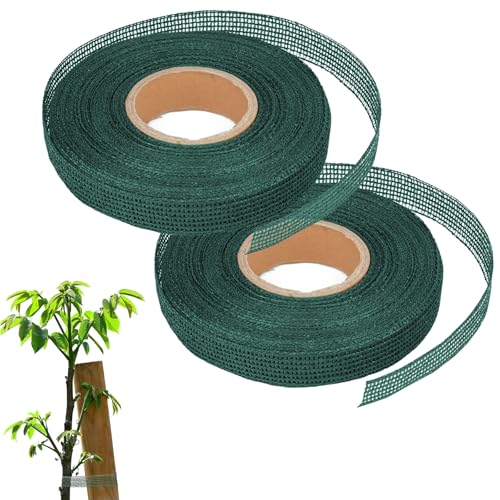 Hsyadazi 2 Rollen Baumanbinder (3cm x 50m) - Witterungsbeständiges Pflanzenband in Grün - Luftdurchlässiges Bindeband für Bäume & Sträucher - Reiβfest & frei zuschneidbar von Hsyadazi