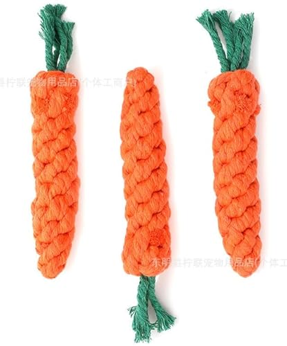 Hsyadazi 2 Stück Hundespielzeug Karotte - Robustes geflochtenes Seil aus Baumwolle - Zur Zahnreinigung & gegen Langeweile - Für kleine & mittelgroße Hunde von Hsyadazi