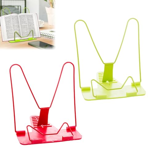 Hsyadazi 2 Stück Leseständer Set (Grün & Rot) - Verstellbarer Buchhalter für Kochbücher, Noten & Tablets - Leicht & faltbar Buchhalter für Büro/Küche/Schule von Hsyadazi