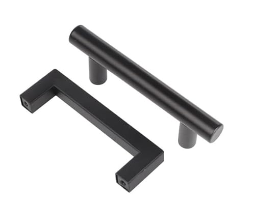 Hsyadazi 2 Stück Schrankgriffe Schwarz (128mm Lochabstand) - Matt-schwarze Schrankgriffe für Küche & Kleiderschrank - Mit Schrauben von Hsyadazi