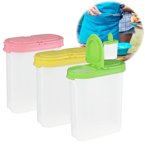 Hsyadazi 3er Set Gewürzbehälter Schüttdosen (250ml) – Transparente Gewürzbehälter mit Doppeldeckel & 2 Streuöffnungen – Luftdichte Vorratsdosen für Salz, Zucker, Pfeffer von Hsyadazi