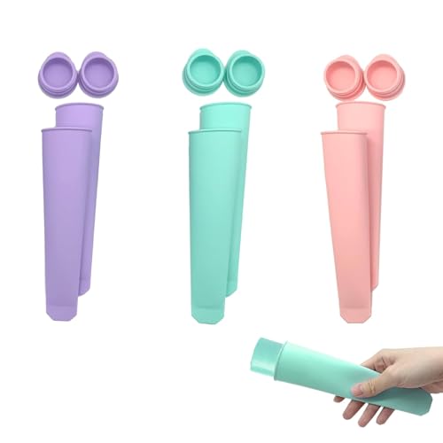 Hsyadazi 6 Stück Eisformen Silikon, Wassereis Eislutscher Bunt - Wiederverwendbare Popsicle-Formen mit Deckel, BPA-frei - für hausgemachte Eislutscher & Stieleis von Hsyadazi