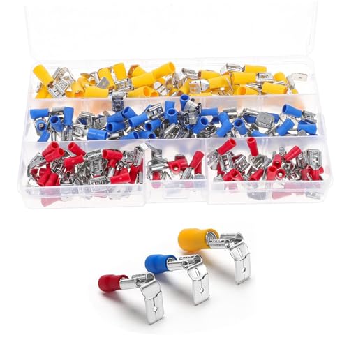 Hsyadazi 80 Stück Kabelschuhe Set – Isolierte Crimpverbinder Flachsteckhülsen & Gabelkabelschuhe – Rot/Gelb/Blau Hsyadazi 80 Stück Kabelschuhe Set – Isolierte Crimpverbinder Flachsteckhülsen & Gabelkabelschuhe – Rot/Gelb/Blau von Hsyadazi