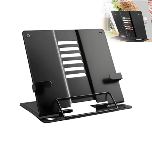 Hsyadazi Buchständer, Faltbarer Metall-Leseständer - Verstellbarer Buchhalter Für Kochbücher, Noten & Tablets - Stabiler Stahlrahmen für Küche/Büro/Schule (Schwarz) von Hsyadazi