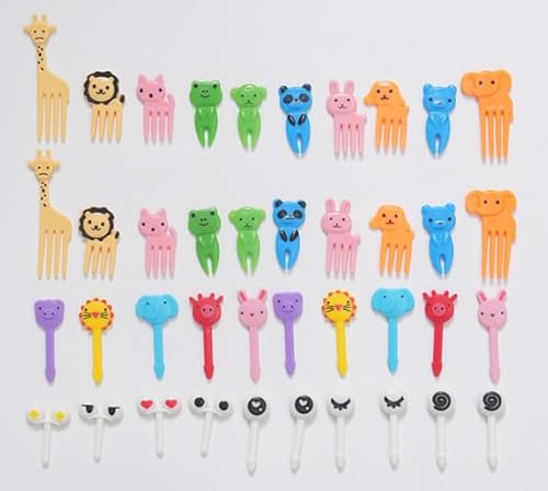 Hsyadazi Mini Obstgabeln Set - 40 Stück Wiederverwendbare Food Picks aus Kunststoff - Für Früchte, Desserts & Bento-Boxen - Bunte Tierdesign-Gabeln für Kinderpartys Hsyadazi Mini Obstgabeln Set - 40 Stück Wiederverwendbare Food Picks aus Kunststoff - Für Früchte, Desserts & Bento-Boxen - Bunte Tierdesign-Gabeln für Kinderpartys von Hsyadazi