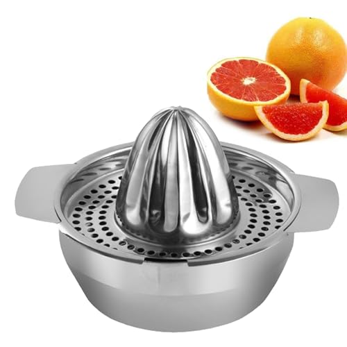 Hsyadazi Zitronenpresse Edelstahl, Durchmesser-13 cm, Zitronen Zitruspresse mit Behälter 400ML Manuell Zitruspresse Stark Robust, Spülmaschinengeeignet Home Entsafter von Hsyadazi