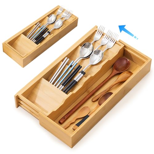 Hsyan Besteckkasten fur Schubladen aus Bambus, Küchenutensilienablage, Holz Utensilien Schublade, Organizer, Besteckablage, Ausziehbarer Küchenorganizer für die Küche - 40 cm Hsyan Besteckkasten fur Schubladen aus Bambus, Küchenutensilienablage, Holz Utensilien Schublade, Organizer, Besteckablage, Ausziehbarer Küchenorganizer für die Küche - 40 cm von Hsyan