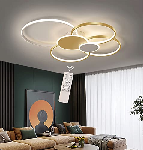 LED Deckenleuchte Dimmbar Wohnzimmer Deckenlampe mit Fernbedienung Modern Chic Wohnzimmerlampe Kreatives Design Metall Acryl Beleuchtung Wohnzimmer Kronleuchter Deckenlicht Büro Deckenbeleuchtung von Hsyyz