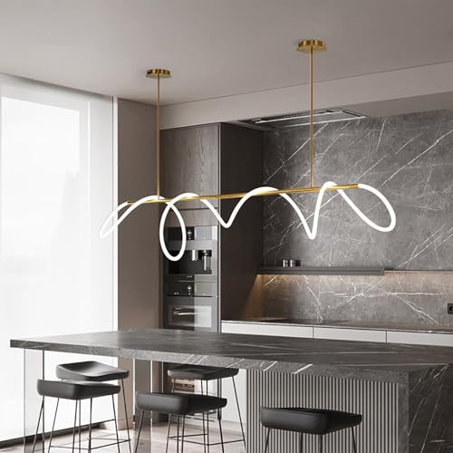 LED Pendelleuchte Esstisch Dimmbar Hängeleuchte mit Fernbedienung ,Moderne Linear design Kronleuchter,360° Beleuchtung,Höhenverstellbar, Hängelampe für Esszimmer Arbeitszimmer Küche (golden, L200cm) LED Pendelleuchte Esstisch Dimmbar Hängeleuchte mit Fernbedienung ,Moderne Linear design Kronleuchter,360° Beleuchtung,Höhenverstellbar, Hängelampe für Esszimmer Arbeitszimmer Küche (golden, L200cm) von Hsyyz