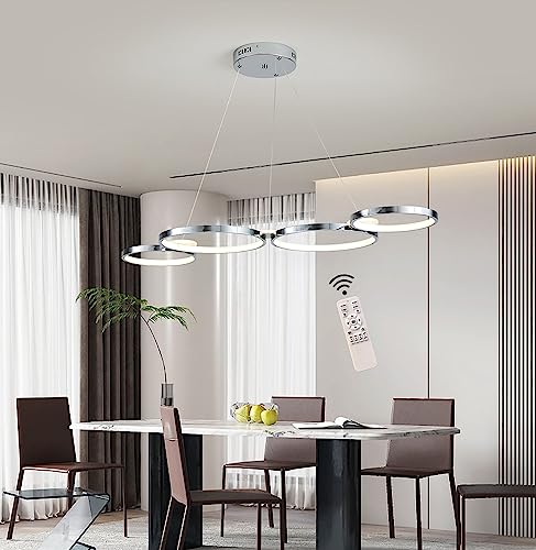Pendelleuchte LED Esstisch Hängeleuchte Dimmbar Esszimmerlampe mit Fernbedienung,Kreativer Kronleuchter aus Aluminium,Küche Hängelampe Höhenverstellbar,Hängend Lampe für Esszimmer,Schlafzimmer,Küche von Hsyyz