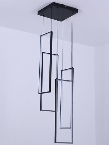 Pendelleuchte Modern Treppenhaus LED,Höheverstellbar Kronleuchter geeignet für Wohzimmer Esstisch,Treppe, Hotels, Villen, Geschäftsviertel Deckenleuchte Hängelampe,Ferngesteuertes Dimmen (140, Watt) von Hsyyz