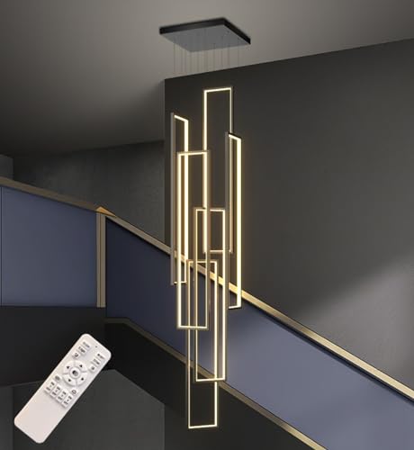 Pendelleuchte Modern Treppenhaus LED,Höheverstellbar Kronleuchter geeignet für Wohzimmer Esstisch,Treppe, Hotels, Villen, Geschäftsviertel Deckenleuchte Hängelampe,Ferngesteuertes Dimmen (230, Watt) von Hsyyz