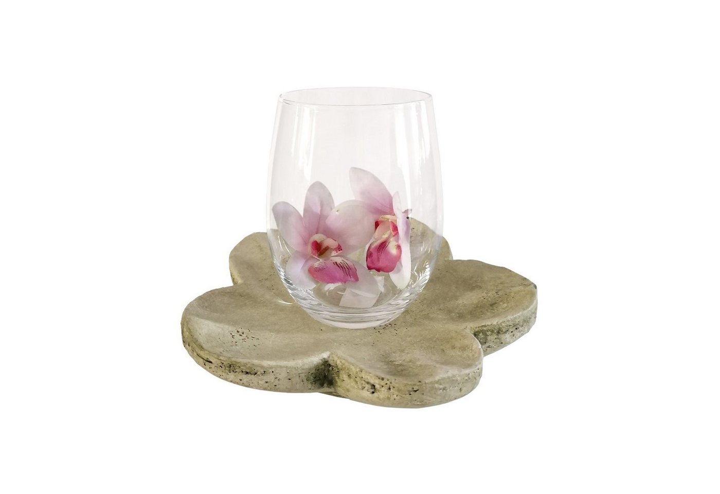 HTI-Living Windlicht Windlicht mit Untersetzer Vase (Set, 2 St., 1 Glas mit 1 Untersetzer ohne Blumendekoration), Teelichthalter von Hti-Living