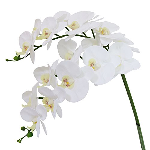 Htmeing 96,5 cm künstliche Phalaenopsis Blumen Zweige wie eine echte (Nicht aus Seide) Orchideen Blumen für Büro zu Hause Hochzeitsdekoration, 2 Stück weiß von Htmeing