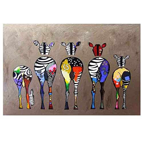 Banksy《Zebra-Herde-bunte Rückseiten》Leinwand WanddekorationBild für Schlafzimmer Büro Wohnkultur Kreatives Geschenk Drucke Gedruckt Malerei Wohnzimmer Wand Kunst（40x60cm） 16x24inch,Ungerahmt von Htt-Kup-Rpp