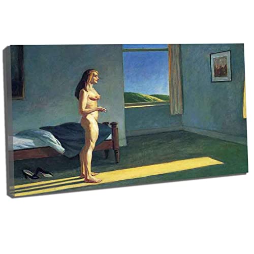 Edward Hopper《Frau in der Sonne》 Leinwand Poster Home Decor Gemälde Nordic HD Gedruckt Bilder Rahmen Wand Kunst Wohnzimmer zimmer（35x52cm） 12x20inch,Gerahmt von Htt-Kup-Rpp