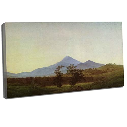 Htt-Kup-Rpp Caspar David Friedrich《Die zwei Bäume》Wandkunst Bilder Leinwand Küche Wandbilder Wohnzimmer für Schlafzimmer Home Deko Kunstdruck fertig zum Aufhängen(Gerahmt,（30x45cm） 12x18inch) von Htt-Kup-Rpp