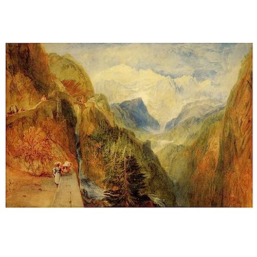 Htt-Kup-Rpp Joseph Mallord William Turner《Aostatal》Leinwand WanddekorationBild für Schlafzimmer Büro Wohnkultur Kreatives Drucke Gedruckt Malerei Wohnzimmer(Ungerahmt,（60x90cm24x35inch von Htt-Kup-Rpp