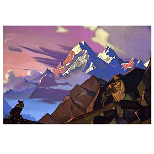 Htt-Kup-Rpp Nicholas Roerich《Barmherzigkeit 36 》Bilder Leinwand Küche Wandbilder Wohnzimmer Moderne für Schlafzimmer Dekoration Wohnung Home Deko Kunstdruck（70x100cm） 28x39inch,Ungerahmt von Htt-Kup-Rpp