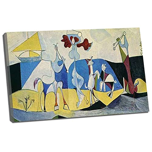 Htt-Kup-Rpp Pablo Picasso,1946 La joie de vivre,Bilder Leinwand Küche Wandbilder Wohnzimmer für Schlafzimmer Dekoration Wohnung Home Deko Kunstdruck fertig zum Aufhängen（55x83cm） 22x33inch,Gerahmt von Htt-Kup-Rpp