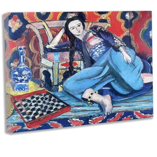 Htt-Kup-Rpp 《Türkischer Stuhl》by Henri Matisse Wandkunst Bilder Leinwand Wandbilder Wohnzimmer für Schlafzimmer Wohnung Home Deko Kunstdruck fertig zum Aufhängen(Gerahmt（60x72cm） 24x28inch von Htt-Kup-Rpp