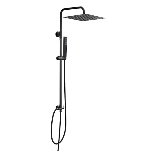 Duschset ohne Armatur, Chrom Duschstangeset Duschsäuleset, Regendusche Duschsystem mit Duschkopf aus rostfreiem Edelstahl 30x30cm von Httxyp