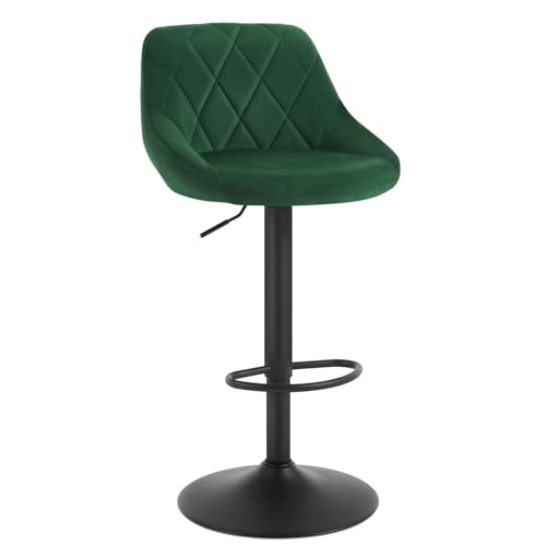 Httxyp Barhocker Barstuhl 1er, Gute gepolsterte Sitzfläche aus Samt, Höhenverstellbar, 360° Drehbar, Farbwahl, in Dunkelgrün von Httxyp