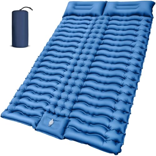 Httxyp Isomatte Camping Selbstaufblasend, Verdicktes Doppel Camping Matratze, Ultraleicht Luftmatratze Camping mit Fußpresse Pumpe für Outdoor Camping Trekking und Wandern von Httxyp