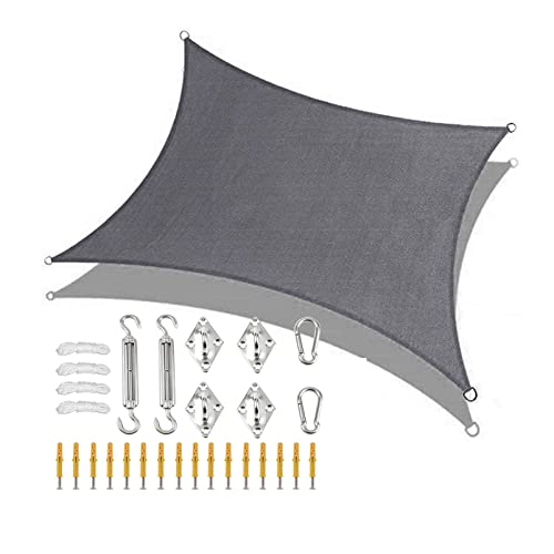 Large Sun Shade Sail 3x5m 4x6m Rectangle Heavy Duty Sunscreen Awning UV Block Durable Waterproof Canopy Sun Shelters with Fixing Kit for Outdoor Garden Patio Summer Yard, Grey HuAnGaF von HuAnGaF