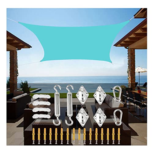Shade Fabric Waterproof Sun Shade Sail Rectangle Awning 2x3m Lake Blue Canopy Sunshade Cover with Fixing Kit and 4 Ropes UV Block for Patio Backyard Garden Outdoor Activities HuAnGaF von HuAnGaF