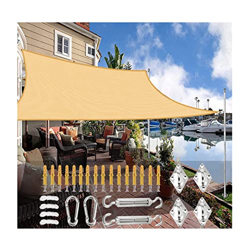 Sun Shade Sail Rectangle Water Resistant PES Sunscreen Awning Canopy with Fixing Kit 98% UV Block for Outdoor Garden Patio Yard Party 2x3m 3x4m 4x8m 5x6m, Sand Color HuAnGaF von HuAnGaF