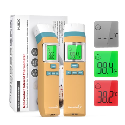 HubiBaby Medical Grade Infrarot Thermometer, hergestellt in Südkorea, Digital Infrarot Thermometer für Babys, Kinder, Kleinkinder und Erwachsene,Tolllos für Vorkopf, Körper und Multi-Use (Gelb) von HuBDIC