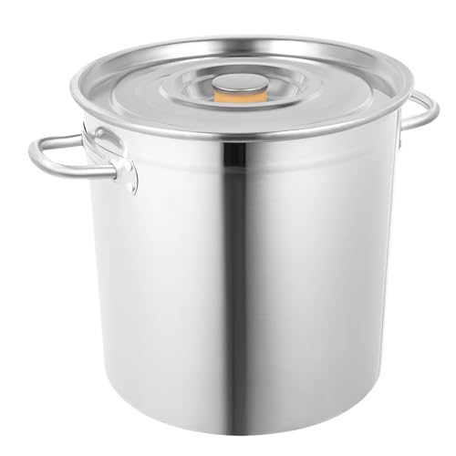 HuKaiL 35L Edelstahl Eimer, Edelstahleimer Kückeneimer Futtereimer mit Deckel und Griff, Metal bucket Getreidebehälter Milcheimer mit Anti-Rutsch-Rillen zum Kochen, Lagern, Umfüllen, 47 * 36cm HuKaiL 35L Edelstahl Eimer, Edelstahleimer Kückeneimer Futtereimer mit Deckel und Griff, Metal bucket Getreidebehälter Milcheimer mit Anti-Rutsch-Rillen zum Kochen, Lagern, Umfüllen, 47 * 36cm von HuKaiL