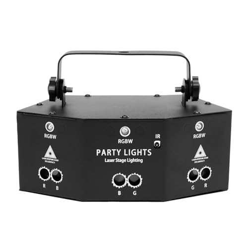 HuKaiL 9-Eyes Discolicht Partylicht, LED RGB DJ Licht Party Deko DMX 12 Effekte mit Geräuschsensor, Disco Stroboskop 180° Verstellbaren Halterung Drehknopf Geliefert für Home Party Klub Bar von HuKaiL