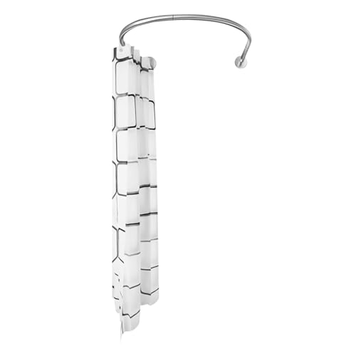 HuKaiL Duschstange Ohne Bohren, Dehnbar Duschvorhangstange U Form Edelstahl mit 80-130cm Einstellungslänge und 20kg Tragfähigkeit, Eck-Duschvorhangstange mit 3*2m Duschvorhang für Badezimmer, Balkone HuKaiL Duschstange Ohne Bohren, Dehnbar Duschvorhangstange U Form Edelstahl mit 80-130cm Einstellungslänge und 20kg Tragfähigkeit, Eck-Duschvorhangstange mit 3*2m Duschvorhang für Badezimmer, Balkone von HuKaiL