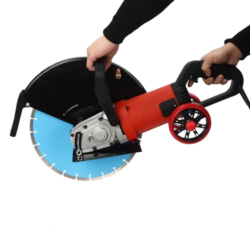 HuKaiL Elektrische Betonfräse, 3000RPM Betonsäge Betonschneider mit 350mm Scheibendurchmesser und Einstellbare 135mm Schnitttiefe, Steinsäge Nassschneider Mauersäge für Stein, Beton, Asphalt von HuKaiL