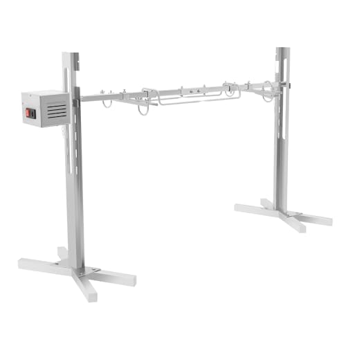 HuKaiL Elektrischer Grillspieße, 134cm Spanferkelgrill 360° Drehspieß Grill mit 5-Stufen Einstellbare Höhe & 40kg Tragfähigkeit, 20W 2.5RPM Hähnchengrill Dönerspieß 30 Personen für Lagerfeuer, Camping von HuKaiL