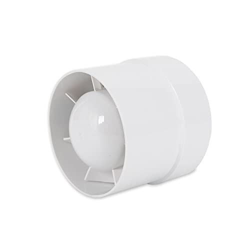 HuKaiL Rohrventilator 100mm, 220V 12W Ventilator Runde 2400 U/min mit Rückschlagventil, Rohreinschub Abluft Lüfter mit Ölgelagerter Motor für die Luftabsaugung in Wohn und Geschäftsräumen von HuKaiL