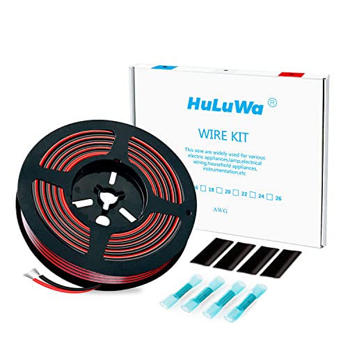 2,07 mm² Silikon Elektronik Kabe,Silikon Elektrischer Draht Kabel-HuLuWa 14 AWG Silikon Draht 5,2Meter (2,6M Schwarz und 2,6M Rot) hochtemperaturbeständiger verseilter verzinnter Kupferdraht von HuLuWa