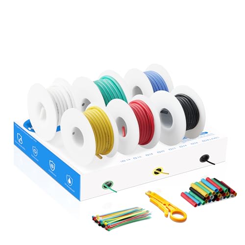 Elektrokabel, Silikonkabel - 16 AWG 1,3mm² Silikon Elektrischer Draht Kabel(6 Farbe, Spule 8 Meter Each), Litzendraht aus verzinntem Kupferdraht Für DIY Haushaltsgeräte Messgeräte usw von HuLuWa