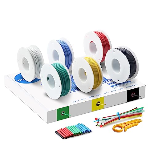 Elektrokabel, Silikonkabel - 24 AWG 0,2mm² Silikon Elektrischer Draht Kabel(6 Farbe, Spule 8 Meter Each), Litzendraht aus verzinntem Kupferdraht Für DIY Haushaltsgeräte Messgeräte usw von HuLuWa