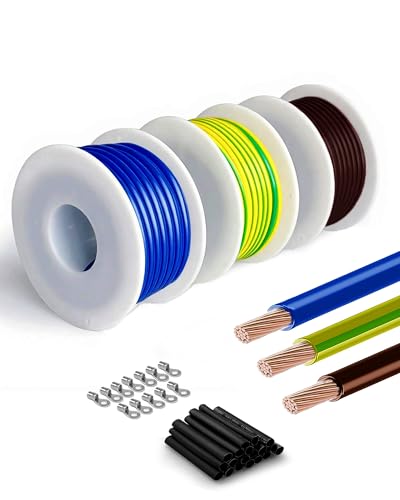 H05V-K 0,5 mm² Verdrahtungsleitung 10 m – 3×0,5mm² (Braun/Blau/Grün-Gelb) – Flexible PVC-Einzelader, Feindrähtige Litze, Schaltdraht für Elektroinstallation von HuLuWa