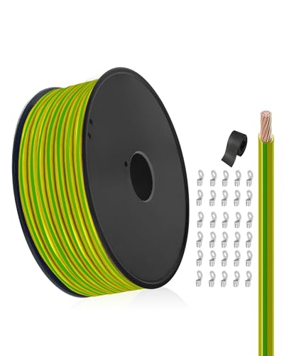 H05V-K Schutzleiterkabel Grün-Gelb 0,75 mm², 100m PE-Erdungsleitung Feindrähtige PVC-isolierte Kupferader für Potentialausgleich, Schutzkontakt und Sicherheitserdung, VDE-geprüft von HuLuWa