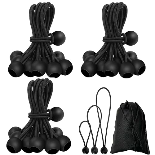 30 Stück Schwarze Planenspanner mit Kugel (10/15/20 cm), Robuste Gummispanner Zeltgummis zum Festzurren von Planen, Überdachungen, Campingzelten, Ladungshaltedrähten, Schläuchen und mehr von HuaCommerce