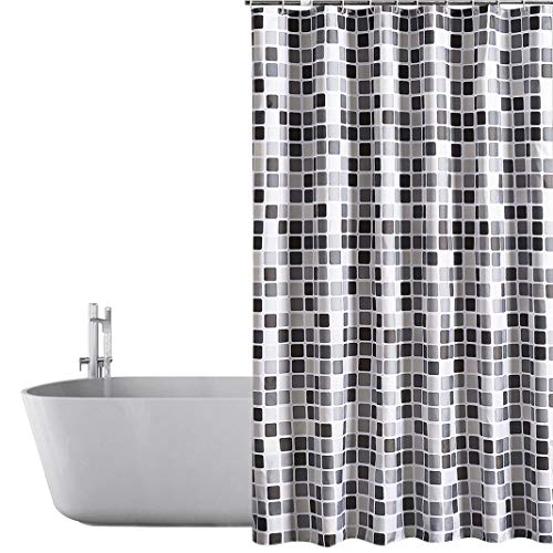 HuaForCity 200 x 240 cm, wasserdicht, schimmelresistent, antibakteriell, geruchsneutral, Polyester, Duschvorhang mit 12 Haken, digital Bedruckt mit Mosaik-Motiv von HuaForCity