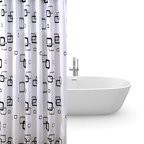 HuaForCity Duschvorhang 180 x 240 Wasserdicht Anti schimmel,PEVA Shower Curtain 12 Haken Badezimmer Schön Weiche Badewanne Vorhang Bunt Liner mit Schwarze Rahmen Muster (Breite:180cm,Höhe:240cm) von HuaForCity