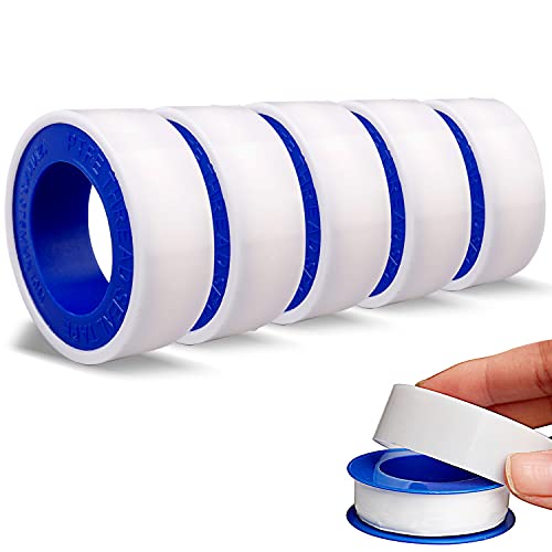 HuaJiao 5 Rollen Teflonband, 10 m*12mm Lang PTFE Gewindedichtband Teflonband Tape für Plumbing Gelenk für Pool, Küche, Industrie(Weiß) von HuaJiao