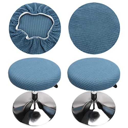 HuaLiSiJi Hockerbezug Rund 30-40cm Bezug Hocker Rund Elastischer Hocker Rundbezug, Waschbar Pflegeleicht Weich und Langlebig,für Runde Oder Quadratische Hocke (2 Stück Blau) von HuaLiSiJi
