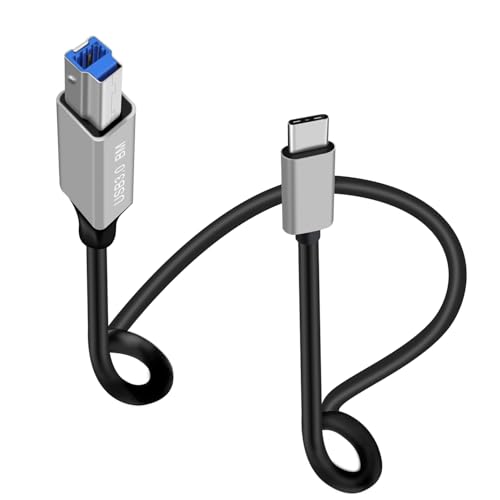 HuaLiSiJi Druckerkabel USB C 3.0 Super Speed 5Gbps Stecker USB Kabel Typ C auf Typ B für Scanner, Externen Festplatten, Multifunktionsdruckern usw (Typ C Silbrig, 1 m) von HuaLiSiJi